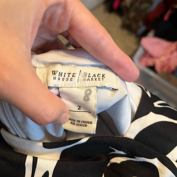 White House Black Market Black and White Halter Sheath Dress - Picture 3 of 3
